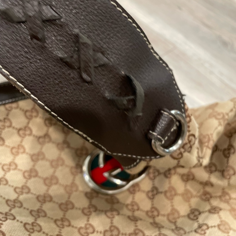 SOLD!! GG Brown and Tan Shoulder Bag with GG Monogram - Picture 3 of 9